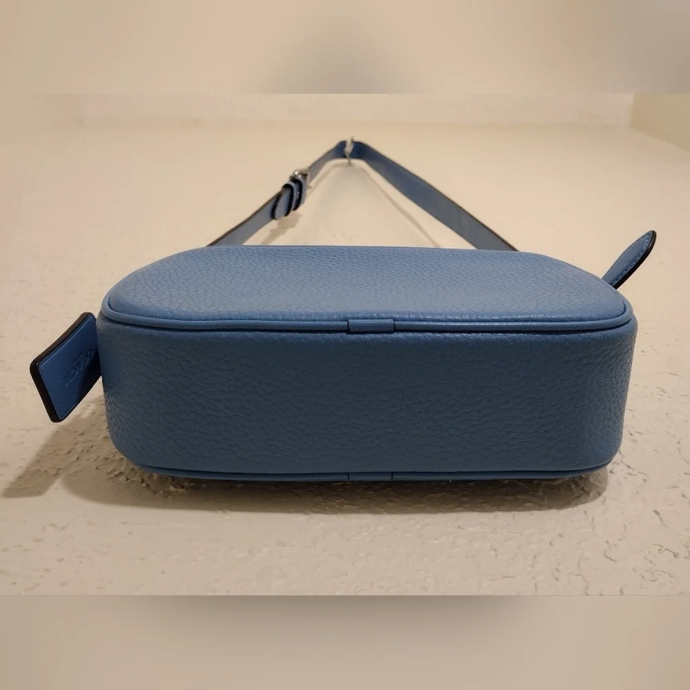 Coach Pool Blue Soft Pebbled Leather Camera Crossbody Bag